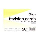 Silvine Tinted Revision Cards 6mm Ruled 152 x 102mm 50 Cards Yellow